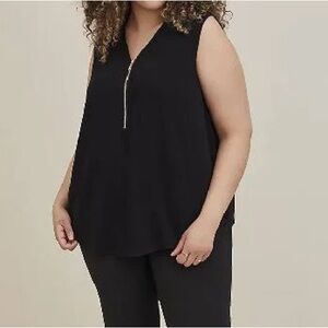 🎉NWT🎉 Torrid Sz 14-16 Black Sleeveless Collared Top